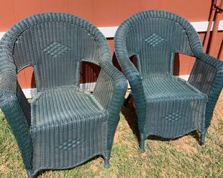 green wicker chairs
