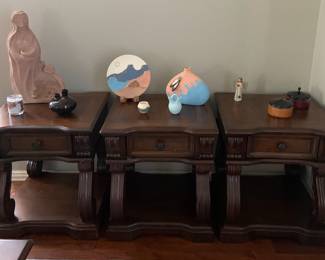 3 matching solid wood night stands/ end tables