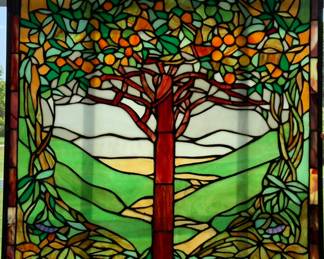 Tiffany style "Tree Of Life' art glass, lovely