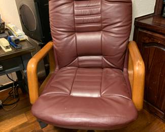 leather and wood office chair