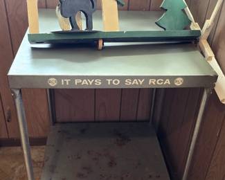 FOLK ART CAT & DOG WHIRLYGIG & RCA ADVERTISING STAND