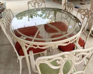 white patio table chairs