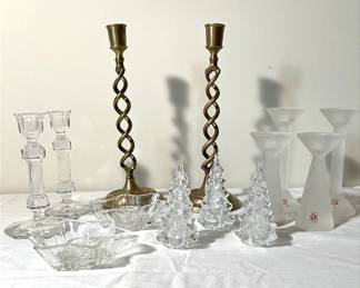 Brass And Glass Candle Holders