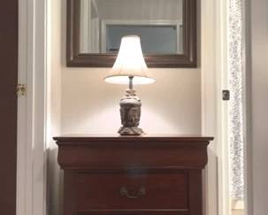 Nightstand Mirror and Lamp