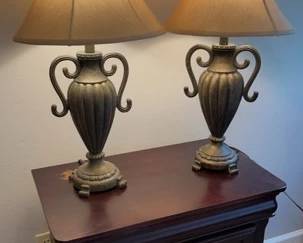 Faux Bronzed Urn Lamps