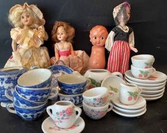 Dolls and Tea Party Dishes
