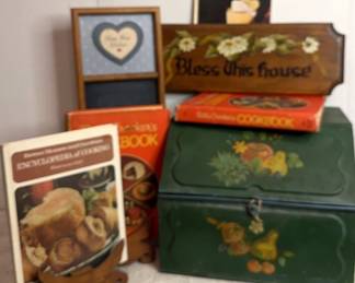Vintage Breadbox with Cookbooks