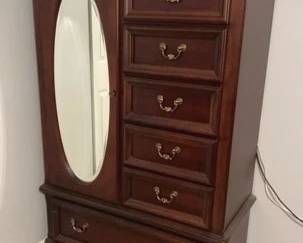 Mirrored Armoire with Drawers