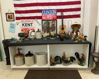 crocks, rooster/chicken collection