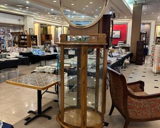 antique curio and mirror
