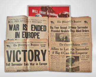 1945 Historical Newspapers WWII Nazi Surrender Japanese Surrender