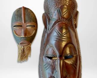 Hand Carved Wood African Wall Masks