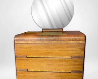 008 Art Deco Waterfall Edge Dresser W Mirror