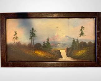 Antique Landscape Painting W Wood Frame Signed