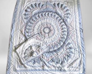 Blue Floral Quilt And Pillow Sham