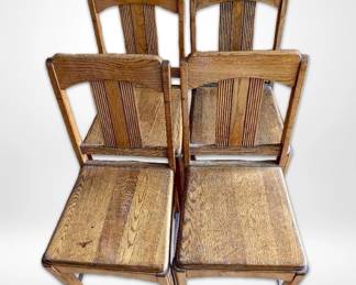 Four Antique Solid Wood Dining Chairs