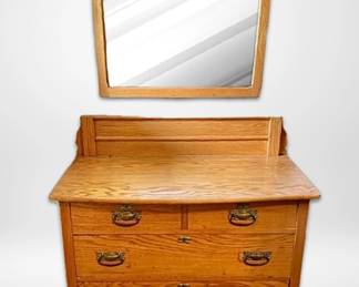Antique Wooden Dresser Mirror w Dovetail Joints