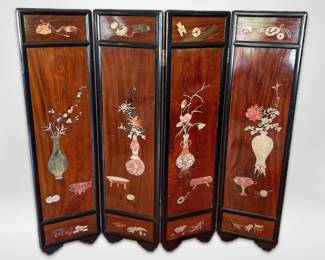 Antique Asian Floral Room Divider