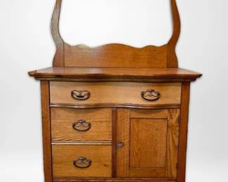 Antique Wooden Dry Sink w Towel Bar