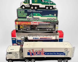 DieCast Trucks Formula Shell, Fina, BP Toy Race Car Carrier, Pillsbury Dough Boy