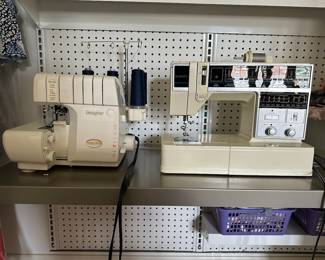 Sewing machines. Lots of thread and sewing items available too.