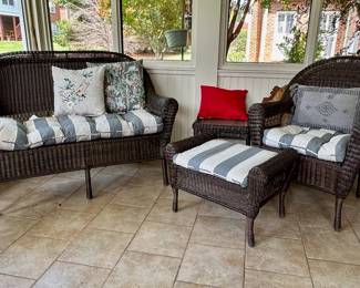 Resin wicker patio furniture set.