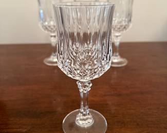 Cristal D'Arques Longchamp wine glasses.