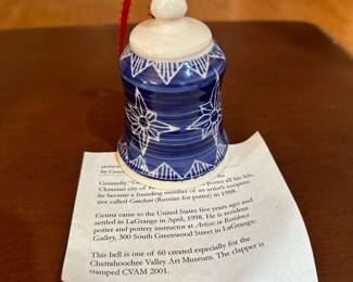 One of 60 Gennadiy pottery bells commissioned for the Chattahoochee Valley Art Museum.