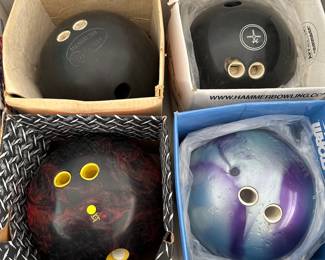 Bowling balls...12 to 16 pounds. Bowling ball bags also available.
