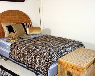 Full Size Bed with Wicker Headboard