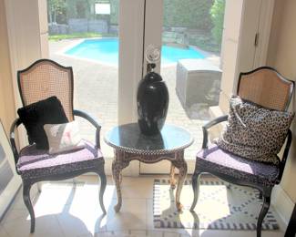 Pair of Funky Side Chairs with Painted Table Signed by Richard Mantia