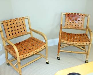 Pair of Leather Strap Woven Chairs