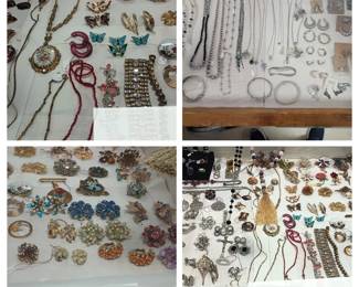 Brooches, Vintage Jewelry, Silver Jewelry. Cases and totes full of Jewelry!