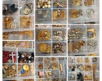 Containers and trays of Beautiful Vintage jewelry, Fine jewelry, Costume Jewelry of every kind,