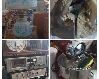 Brass Dolphin bookends, Vintage lamp, Vintage stereo equipment -  Vintage like new ROCK RECORD COLLECTION!