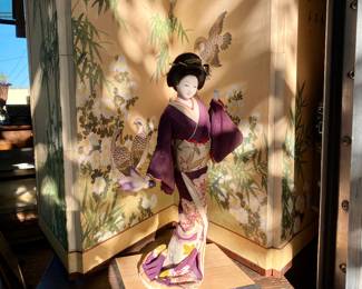 Assorted Vintage Asian display dolls, all 50% off - were priced at about $40, now only $20. Lovely hand painted silk screen, $150