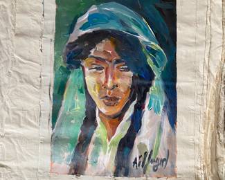 Collection of canvases in medium & large sizes by Moroccan artist A Fayed from Tangiers, trained in Paris. $275 for large, $225 for mediums.