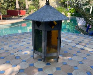 Outdoor light fixture stained glass, $200