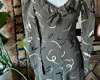 Biba couture circa 1970s cotton print dress, size small, $550