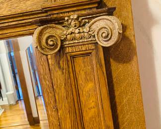 1900's Oak Fireplace Mirrored Mantle 