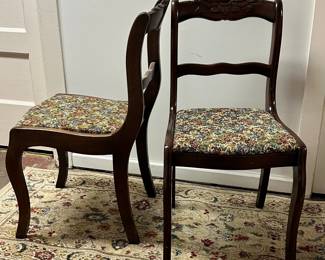 Pair Vintage Side Chairs, Tapesty 