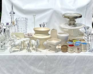 Pottery, Glass Vases, Candlesticks, Tablescapes galore