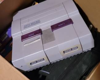 Vintage Super Nintendo with games