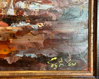 Signed Horse Racing Original Oil on Canvas