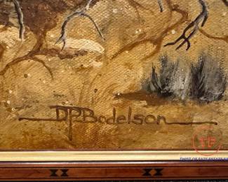 Original Oil on Canvas "Wild Stagecoach Ride" by DAN P BODELSON