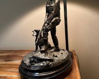 MAITLAND SMITH Bronze Hunter & Bird Dog Lamp