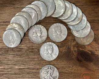 1964 SILVER Kennedy Halves, Franklin SILVER Halves, and Walking Liberty SILVER Half