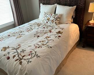 Queen Size Bed with POTTERY BARN Seagrass Headboard