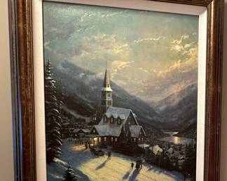 THOMAS KINKADE “Moonlit Village” Signed Limited Edition