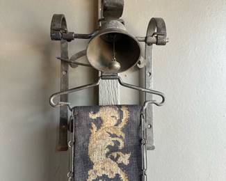 1878 SAIGNELEGIER Servant Door Brass Bell with Needlepoint Pull

